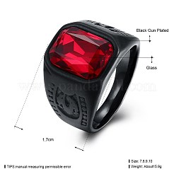 Herren-Fingerringe aus Edelstahl und Glas&nbsp;RJEW-BB29449-D-10