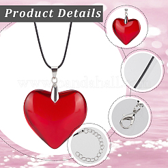 1 collana con ciondolo a forma di cuore in vetro&nbsp;NJEW-BBC0001-29A