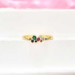 Манжеты из латуни с микро паве кубический цирконий для женщин&nbsp;RJEW-H247-32G