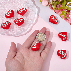10 Stück Silikonperlen in Herzform mit dem Wort „Liebe“.&nbsp;SIL-SC0003-26