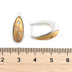 Двухцветные серьги-кольца с микропаве из прозрачных кубических цирконий из латуни&nbsp;EJEW-U055-25B-GS