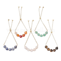 Браслеты-слайдеры в форме сердца с драгоценными камнями&nbsp;BJEW-JB13296