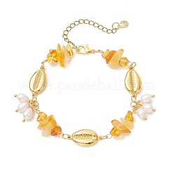 Charm-Armbänder mit natürlichen Süßwasserzuchtperlen&nbsp;BJEW-JB13767-02