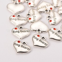 Тема свадьбы античный серебряный тон тибетский стиль сердце с кольцом на предъявителя горный хрусталь подвески&nbsp;LS-TIBEP-N005-15D