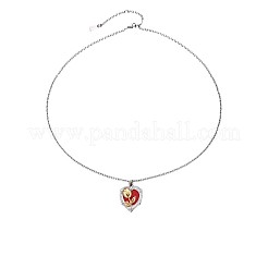 Collares con colgante de acero inoxidable 304 esmaltado bicolor para mujer&nbsp;WGF019C-02