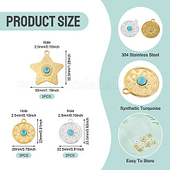9 pièces 3 styles pendentifs turquoise synthétiques&nbsp;STAS-TA0006-41