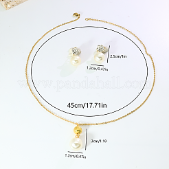 Runde Ohrringe und Halsketten-Sets aus Imitationsperlen aus Kunststoff für Damen&nbsp;SY8055