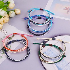Armbandset aus gewachster Polyesterkordel&nbsp;BJEW-SW00031