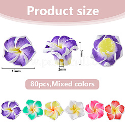 80шт полимерная глина ручной работы 3d цветок плюмерия бусины&nbsp;CLAY-DC0001-18B
