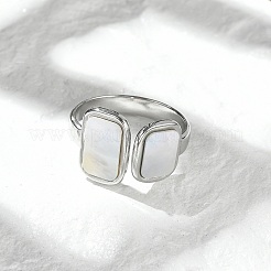 Прямоугольные манжеты из нержавеющей стали 304 белого цвета для женщин&nbsp;RJEW-G346-04P-02