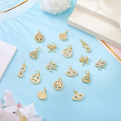 16 шт. 8 стиля латунные подвески с микропаве и кубическим цирконием&nbsp;KK-TA0002-30