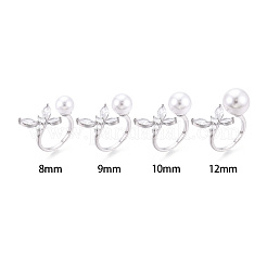 Кольцо-манжета в форме бабочки из латуни с микропаве из прозрачного кубического циркония для полупросверленных бусин KK-T076-47P