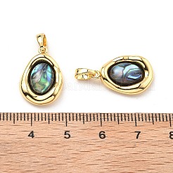 Подвески из латуни из натуральных ракушек паве&nbsp;KK-B129-08G