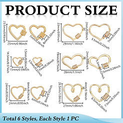 6шт 6 стиля латунные винтовые застежки&nbsp;KK-UN0005-47