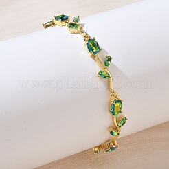 Bracciali a catena con maglie a forma di fiore in ottone e vetro&nbsp;KK-CBA7DFA-01G-A