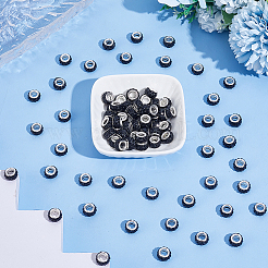 Handgefertigte Polymer Clay Strass europäische Großlochperlen mit versilberten Messingkernen&nbsp;FPDL-PA0001-02D