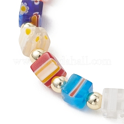 Pulseras hechas a mano con cuentas de vidrio millefiori y hematita sintética no magnética&nbsp;BJEW-JB13569