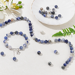 Природный содалит бисер нитей&nbsp;G-OC0001-66-10mm