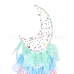 Железная тканая паутина/сетка с подвесками из перьев&nbsp;AJEW-P097-08