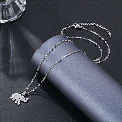 Colliers pendentifs éléphant en acier inoxydable&nbsp;PW-WGA5274-01