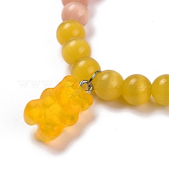 Bracciali con ciondoli elasticizzati in resina orso&nbsp;BJEW-JB06271-03