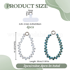 4 шт. 2-х цветные стеклянные бусины для мобильных ремешков&nbsp;HJEW-DR00232