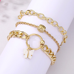 3 ensemble de bracelets en alliage de 3 styles pour femmes&nbsp;WGAFCFA-05