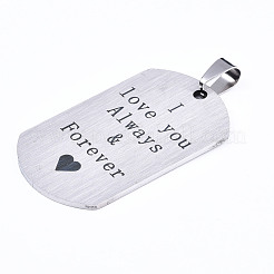 Pendentifs avec citation en acier inoxydable 201 anti-ternissement&nbsp;X-STAS-T044-225P