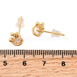 Серьга-гвоздик с прозрачным кубическим цирконием из латуни&nbsp;EJEW-C158-15B-G