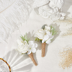 Брошь-бутоньерка с цветком из шелковой ткани&nbsp;AJEW-WH20020-124A