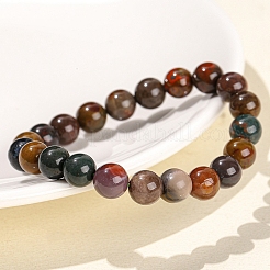 Braccialetti elasticizzati rotondi da donna in agata verde naturale dell'oceano&nbsp;PW-WG91270-02