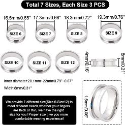 21 Stück 7 Größen 201 Edelstahl geriffelter Fingerring für Frauen&nbsp;RJEW-DC0001-08