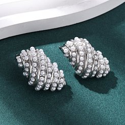 Boucles d'oreilles à tige en laiton conque&nbsp;EJEW-H165-01C-P