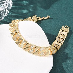 Geometrische Gliederarmbänder aus Messing mit Mikropavé-Fassung aus klaren Zirkonia für Damen&nbsp;BJEW-F530-05G