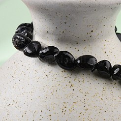 Braccialetti elasticizzati con perline di tormalina nera naturale&nbsp;X-BJEW-K213-36