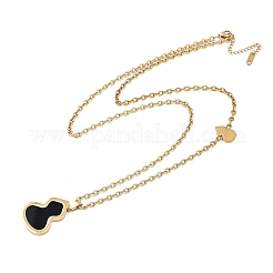 Ионное покрытие (ip) 304 нержавеющая сталь pave натуральная раковина тыква кулон кабель цепь ожерелья для женщин&nbsp;NJEW-M078-02G-02