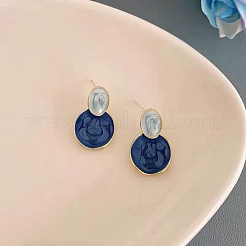 Pendientes ovalados de aleación de esmalte con botones redondos planos&nbsp;FS-WG20C5F-01