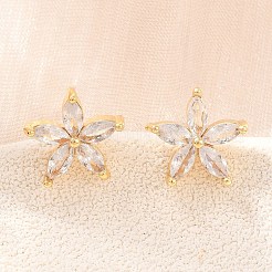 Orecchini da donna in ottone con micro pavé di zirconi cubici&nbsp;KK-A305-05G-01