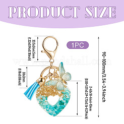 Porte-clés en résine en forme de cœur avec papillon&nbsp;KEYC-TADJ0001-01B