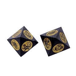 Пирамида из натурального обсидиана с фигурками знаков мифических зверей&nbsp;PW-WG94436-01