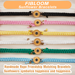 6 set di braccialetti a maglie in lega smaltata con girasole in 6 colori&nbsp;BJEW-FI0001-07