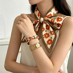 Bracelet manchette creux en acier inoxydable 304 à motif floral&nbsp;WG31ED2-01