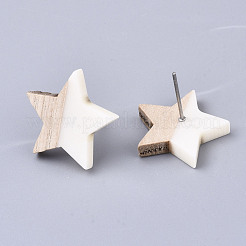 Orecchini in resina e legno&nbsp;EJEW-N017-001A-C06