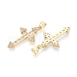 Ciondoli religiosi in ottone micro pavé con zirconi cubici trasparenti&nbsp;KK-T080-38G