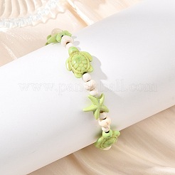3 braccialetto elastico con perline sintetiche turchesi tinte&nbsp;BJEW-JB13875