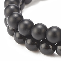 2 pz 2 bracciali elastici in ematite sintetica e pietra nera e ossidiana naturale con teschio in zirconia cubica&nbsp;BJEW-JB08120