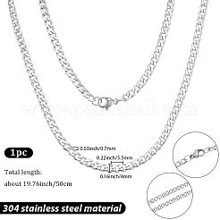 1 collar de cadena de eslabones cubanos de acero inoxidable 304 para hombres y mujeres.&nbsp;NJEW-BM0001-08B