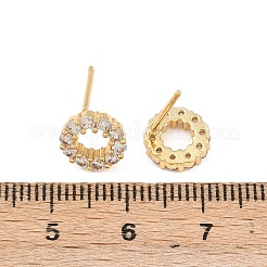 Серьги-гвоздики из латуни с микропаве из прозрачных кубических цирконий&nbsp;EJEW-F400-12G