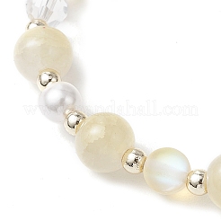 Braccialetti elastici con perline rotonde in pietra di luna sintetica e vetro&nbsp;BJEW-JB11858-04