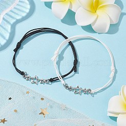 Set di braccialetti a maglie in lega di zinco a stella tripla da 2 pz&nbsp;BJEW-JB09977-01